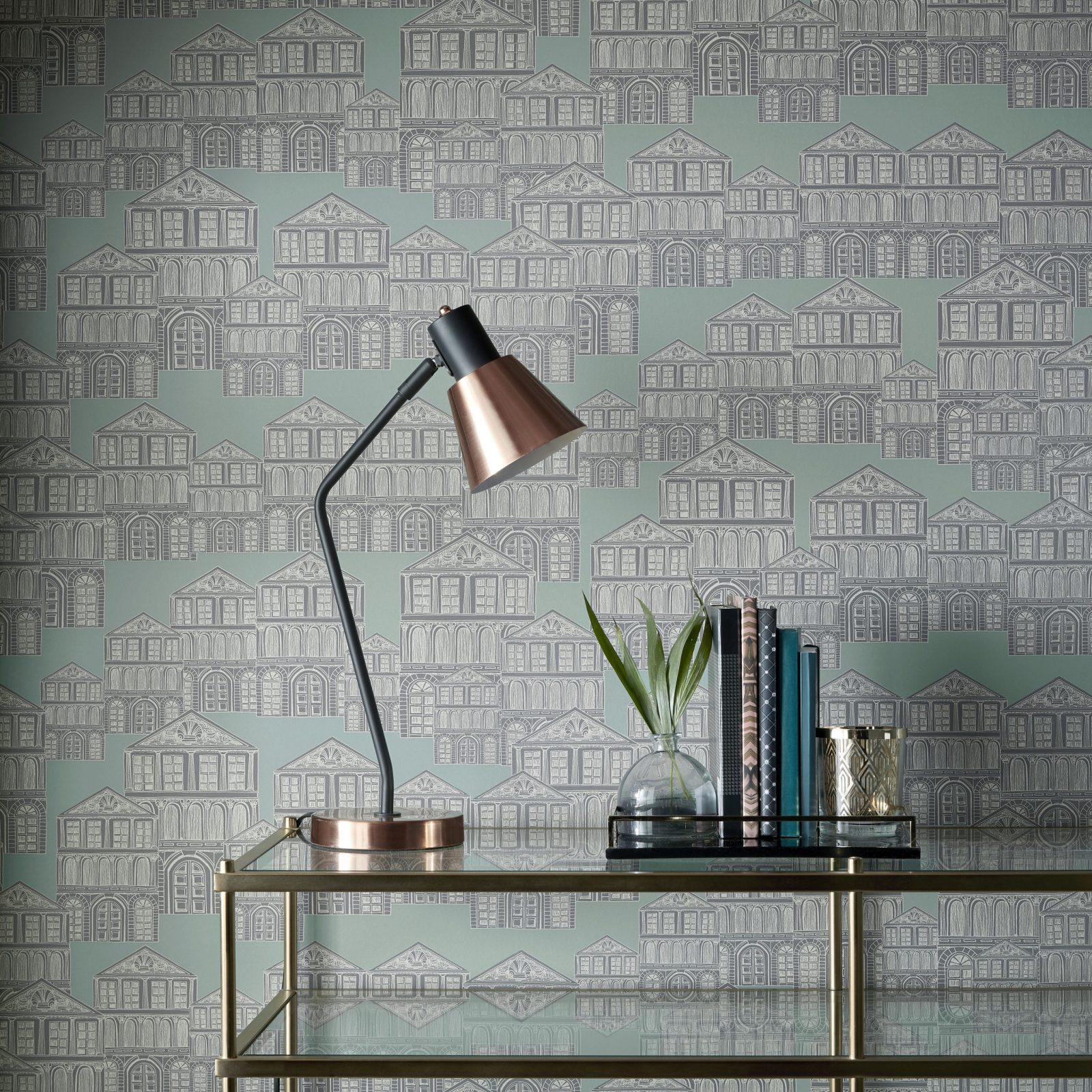 Maison, Neo Mint Green Luxury Patterned, 1838 Wallcoverings, 5.3mp / rola 2