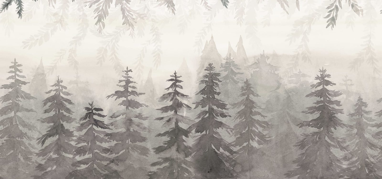 Watercolor Forest, Gray, Rebel Walls