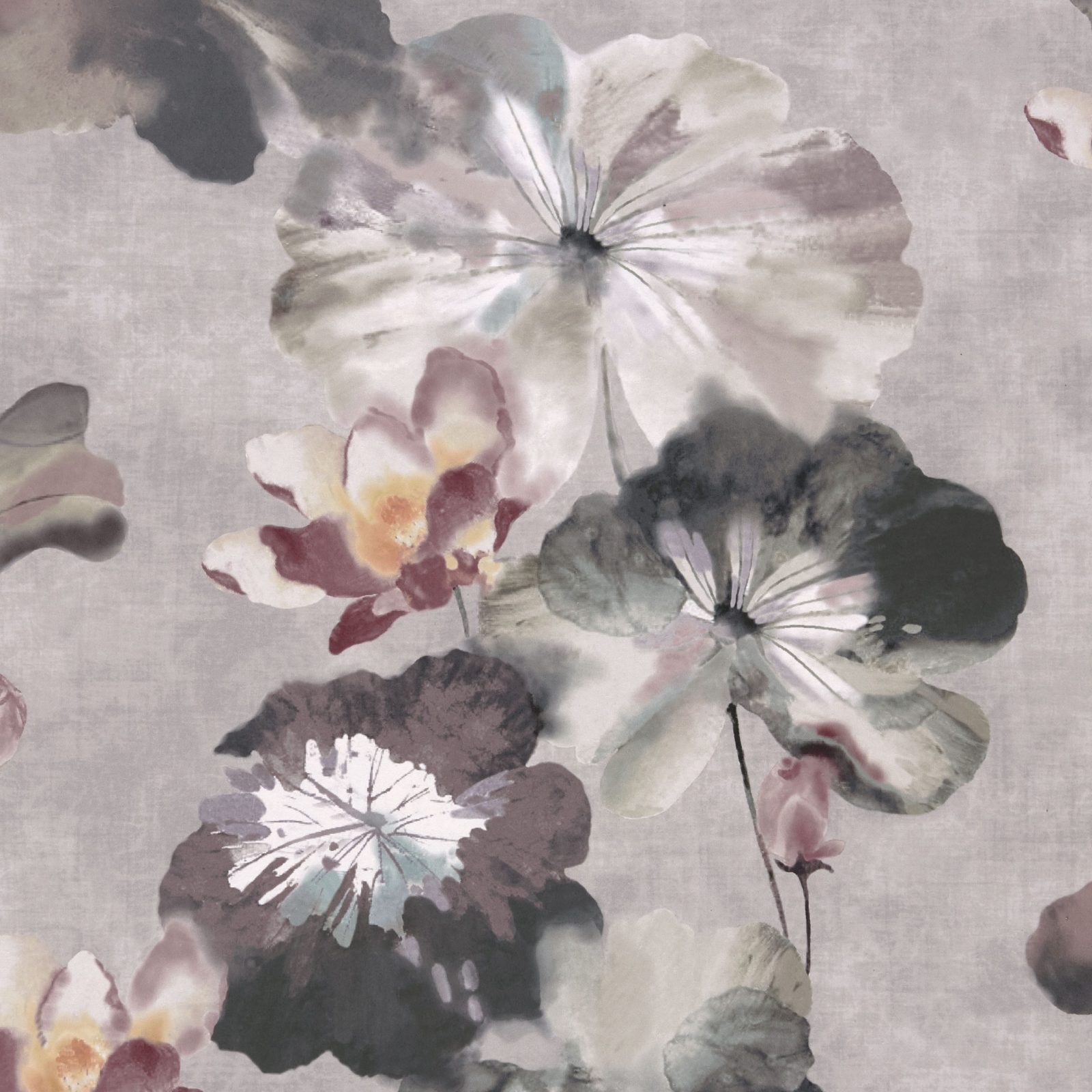Water Lilies, Chamomile Pink Luxury Floral, 1838 Wallcoverings, 5.3mp / rola