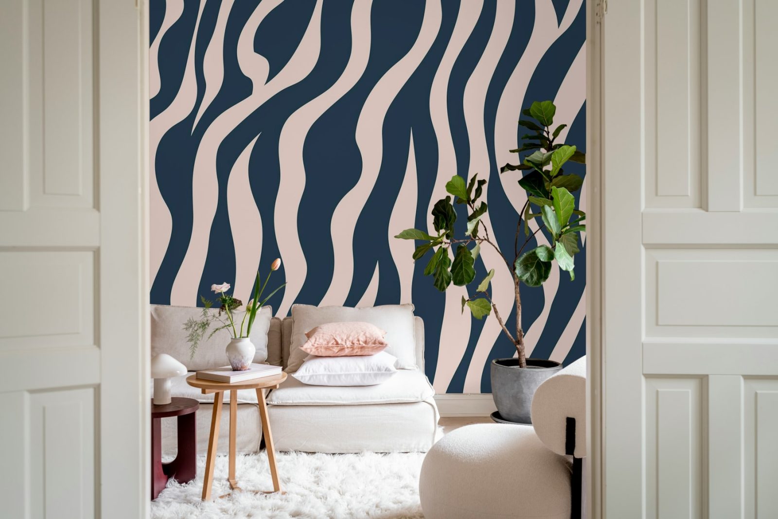Zebra Lines, Blue & Pink, Rebel Walls 3