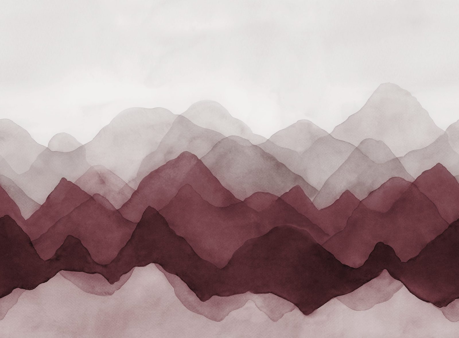 Watercolor Mountain, Burgundy, Rebel Walls
