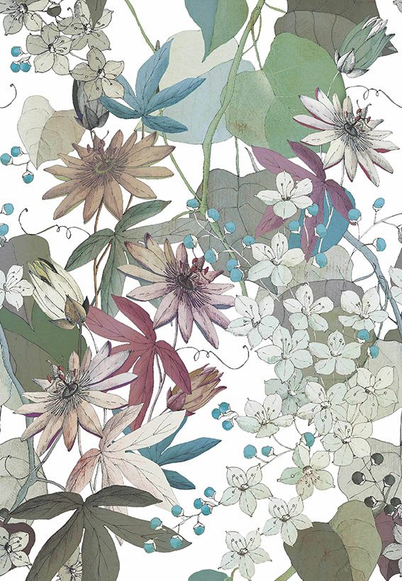 Clematis, Autumn Neutral Luxury Floral, 1838 Wallcoverings, 6.5mp / rola