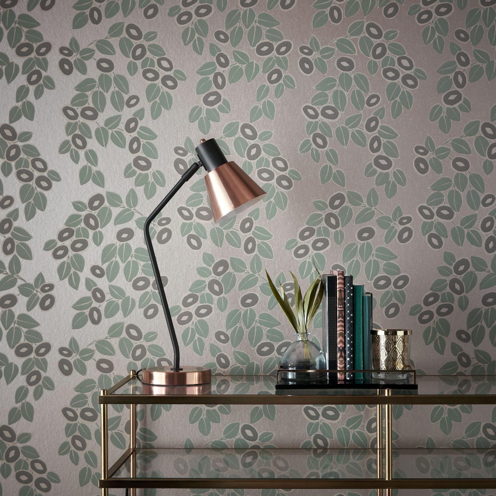 Rosetta, Neo Mint Green Luxury Leaf, 1838 Wallcoverings, 5.3mp / rola 2