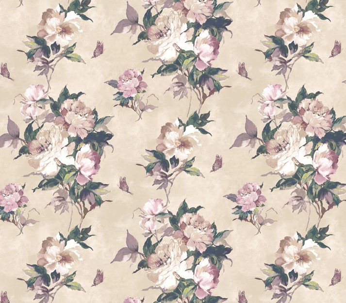 Madama Butterfly, Ivory Cream Luxury Floral, 1838 Wallcoverings, 5.3mp / rola