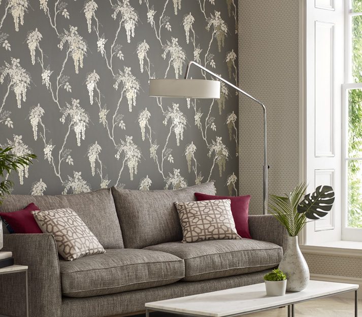 Leonora, Grey Luxury Floral, 1838 Wallcoverings, 5.3mp / rola 2