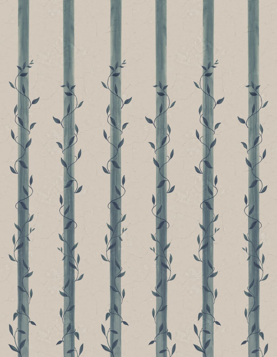 Leafy Stripes, Blue, Rebel Walls