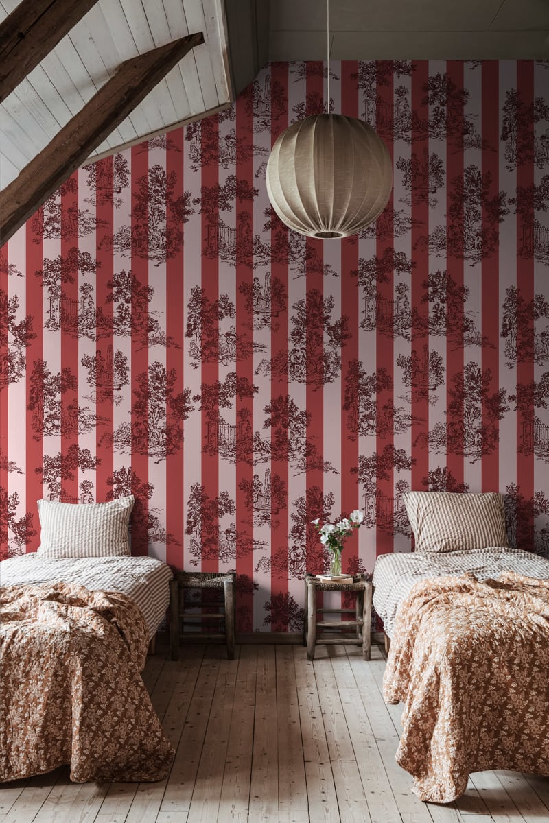 Happy Toile, Raspberry, Rebel Walls 2