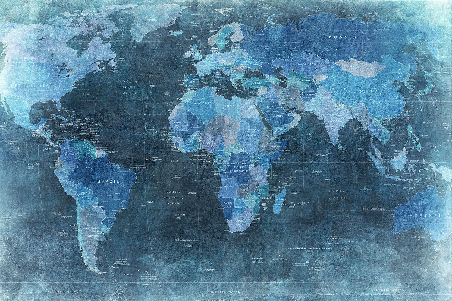 World Map, Blue, Rebel Walls
