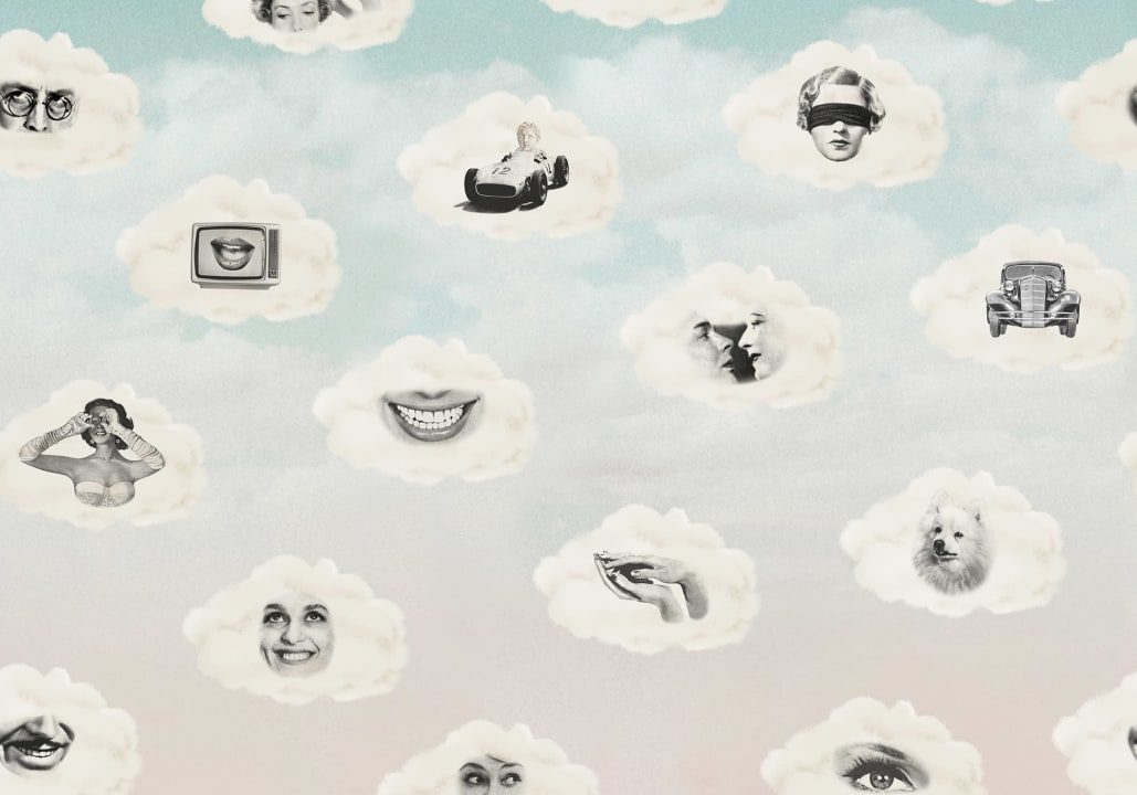 Retro Clouds, Blue, Rebel Walls