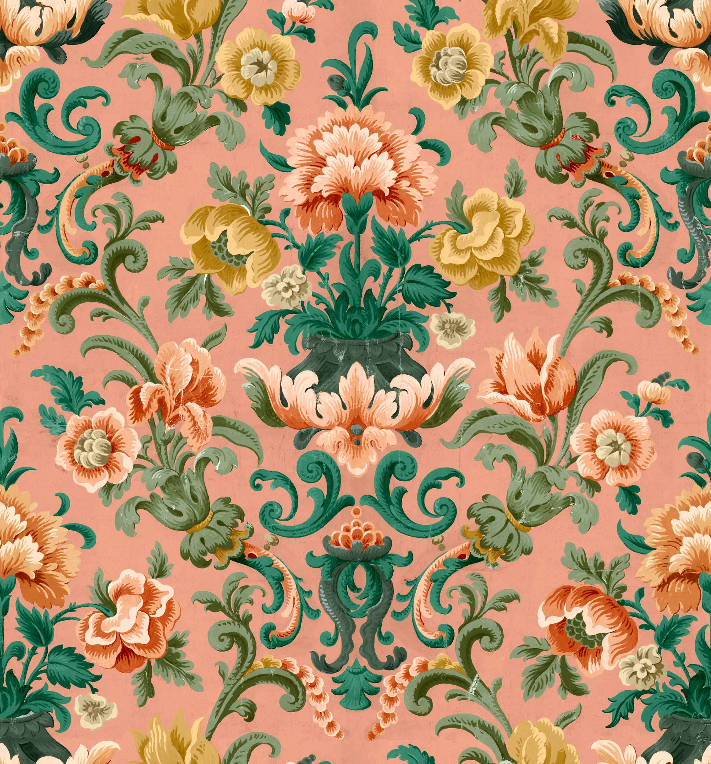 Aranjuez Damask, Peach, Coordonne, 5mp / rola
