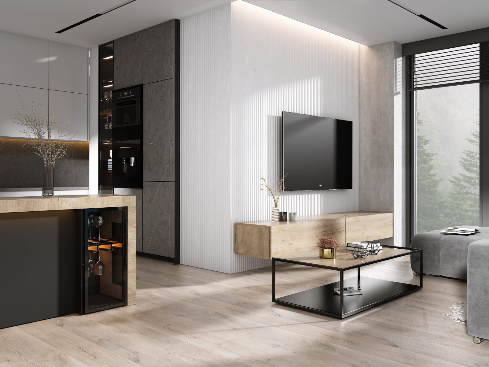 Riflaj decorativ 3D Onda, Alb, 270x12 cm, Lamelio 6