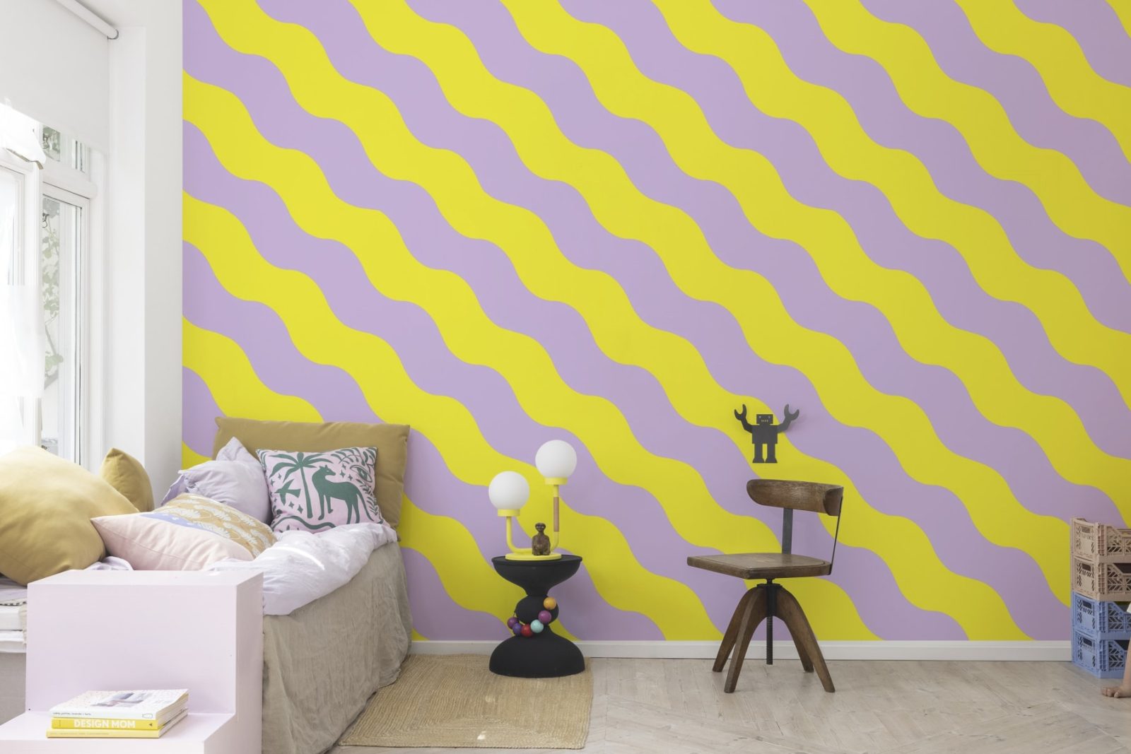 Polka Stripe, Lilac & Yellow, Rebel Walls 3