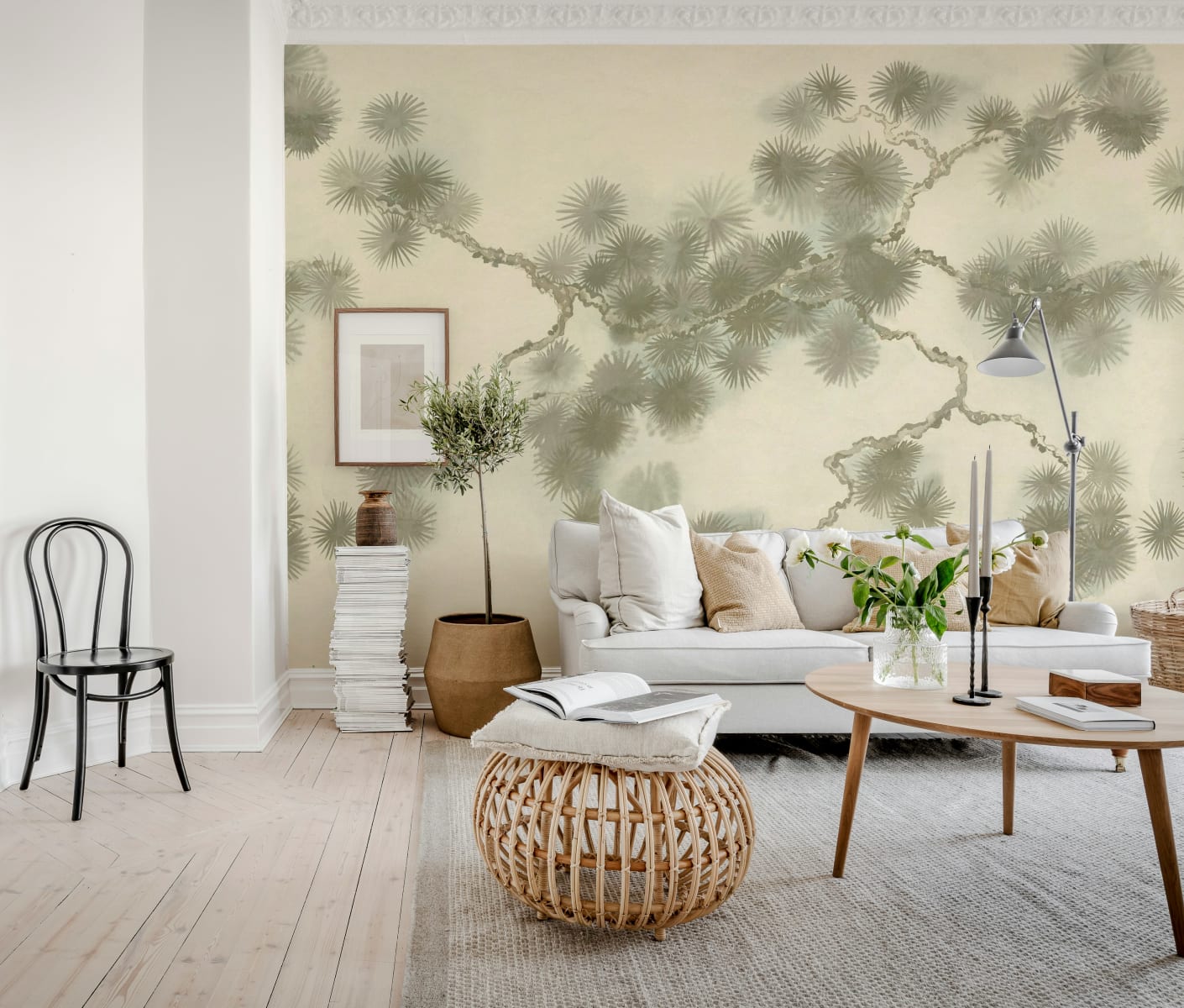 Pine Branch, Beige, Rebel Walls 3