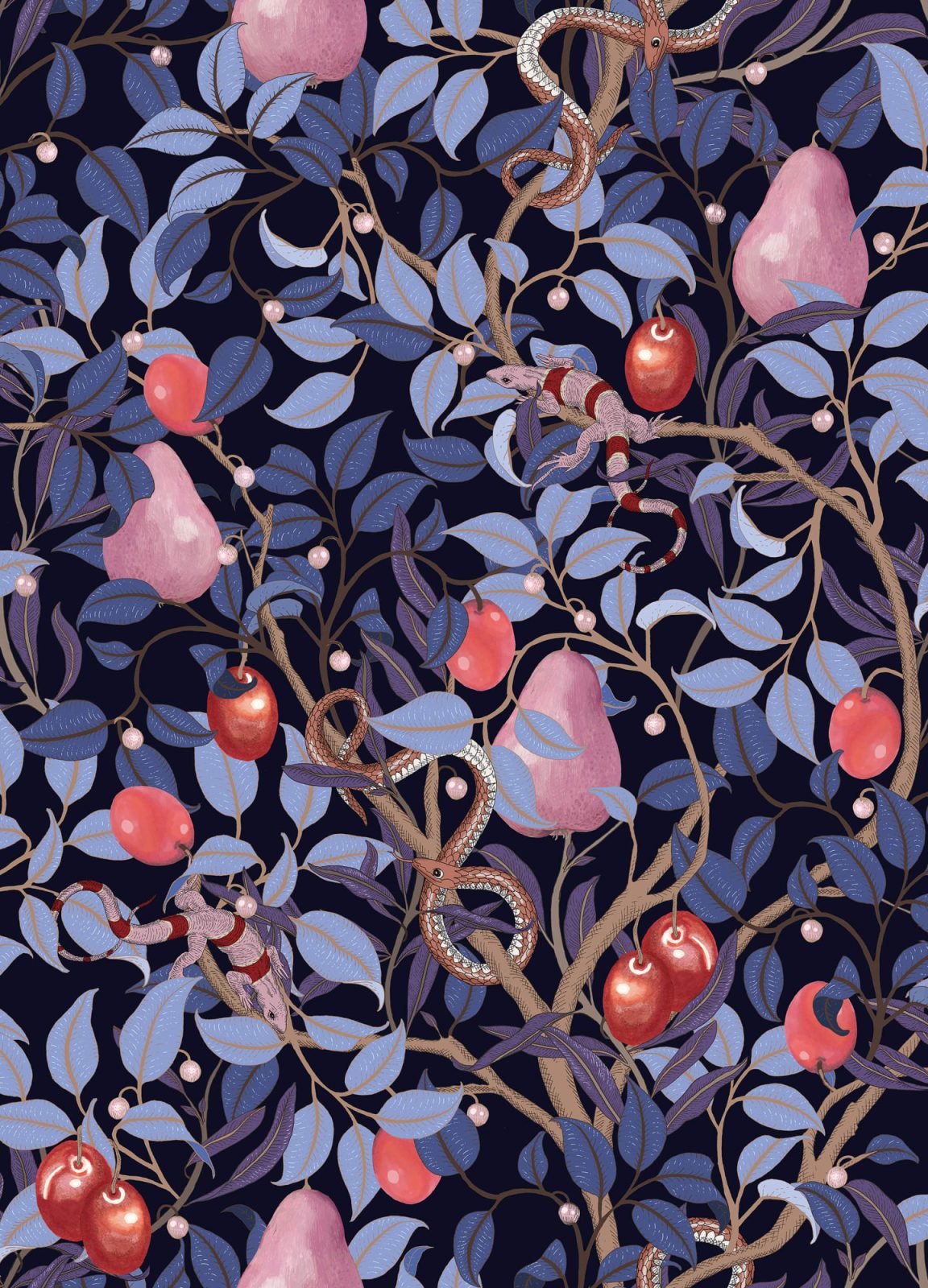 Fruit Garden, Lilac, Rebel Walls, 5 mp / rola