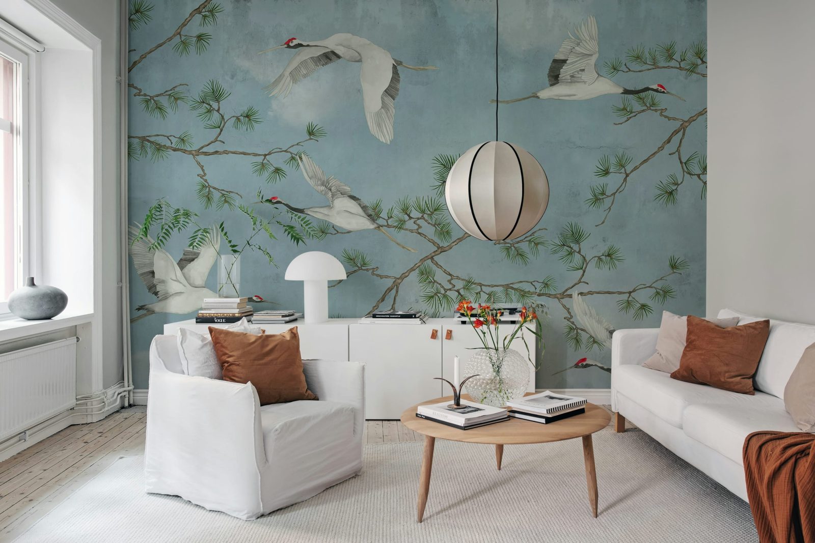 Majestic Cranes, Blue, Rebel Walls 2