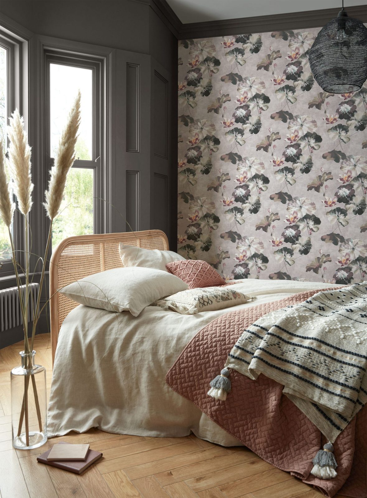Water Lilies, Chamomile Pink Luxury Floral, 1838 Wallcoverings, 5.3mp / rola 2