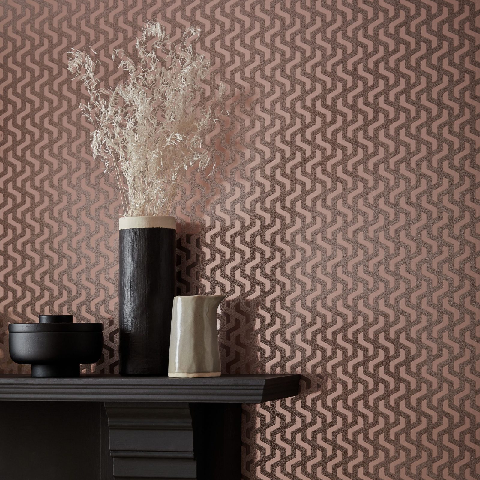 metalizat Rattan, Rose Gold Luxury Foil, 1838 Wallcoverings, 5.3mp / rola 2