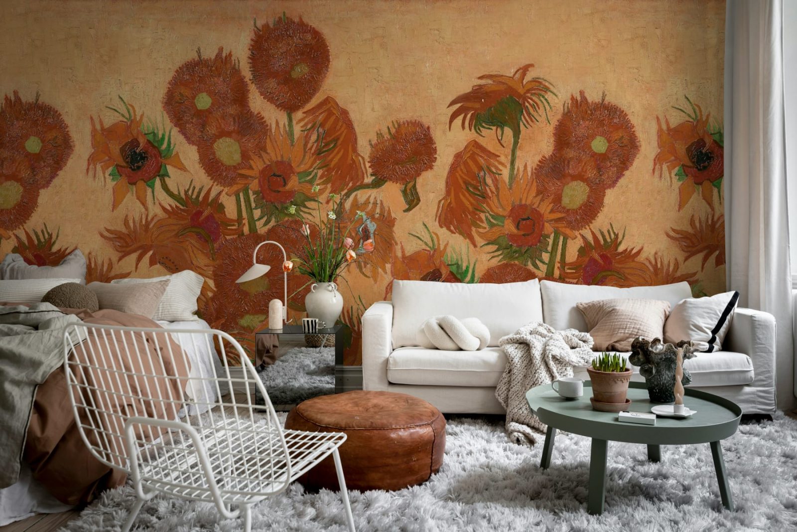 Sunflowers Repeatable, Peach, Rebel Walls 2