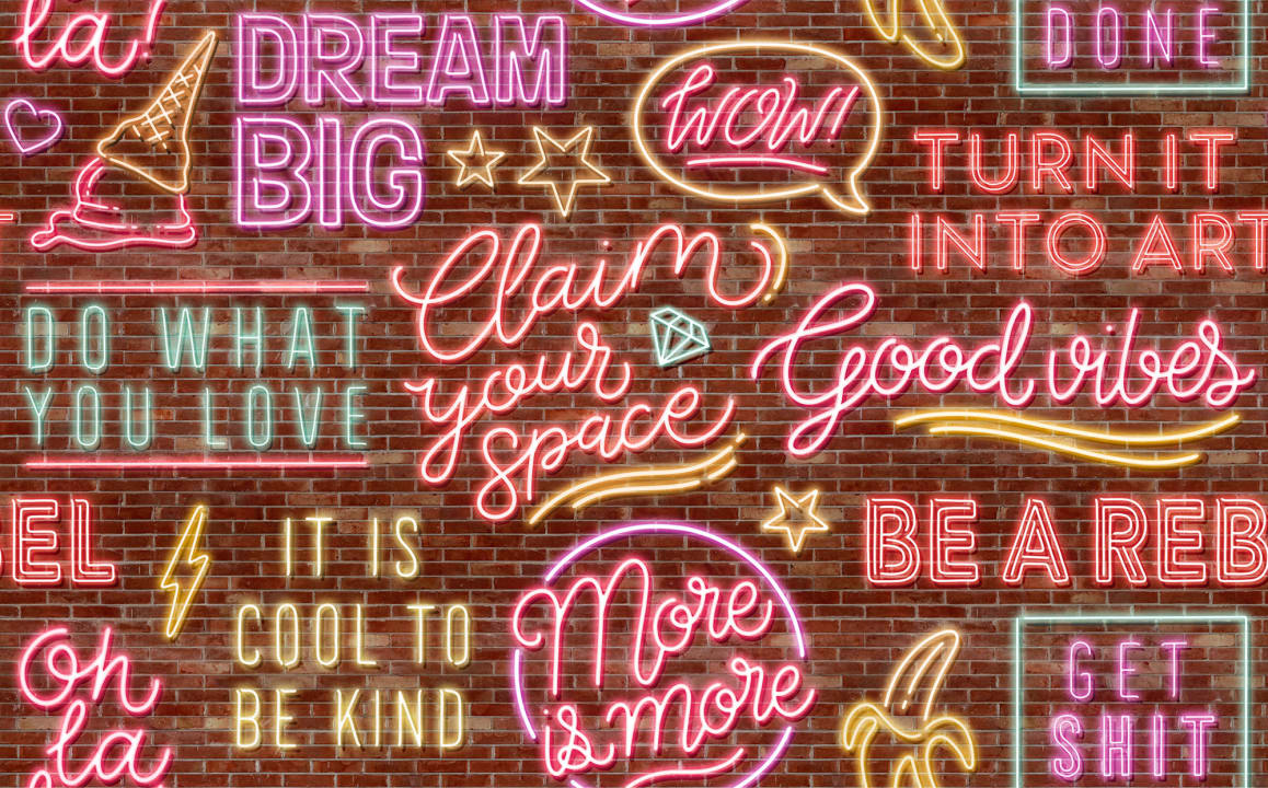 Neon Vibes, Brickwall, Rebel Walls