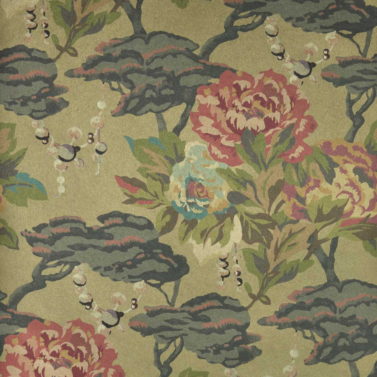 Paeonia, Lacquer Gold, 1838 Wallcoverings, 5.3mp / rola