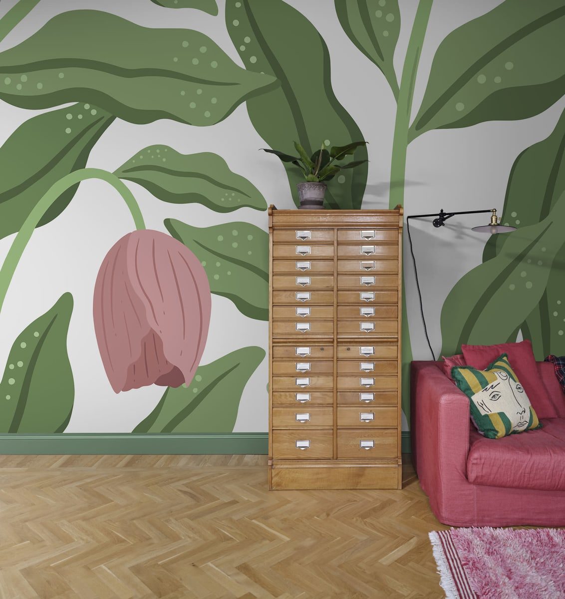 Cool Flora, White & Pink, Rebel Walls 3