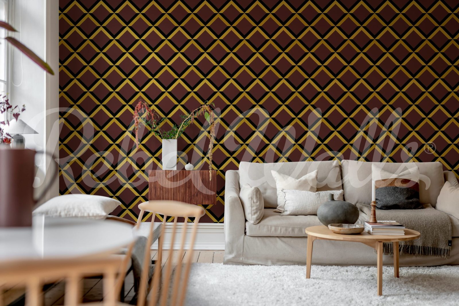Lattice, Burgundy, Rebel Walls 2