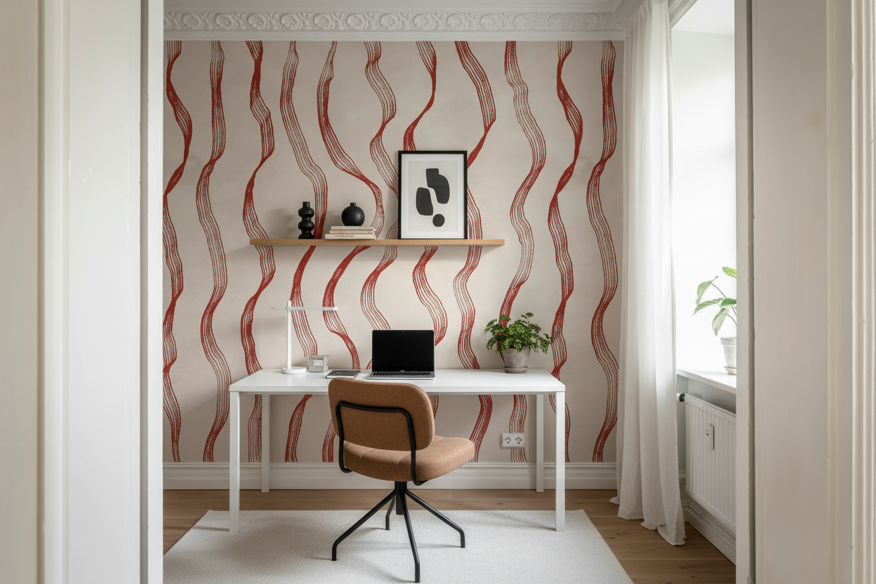 Ribbon Stripe, Red, Rebel Walls 6
