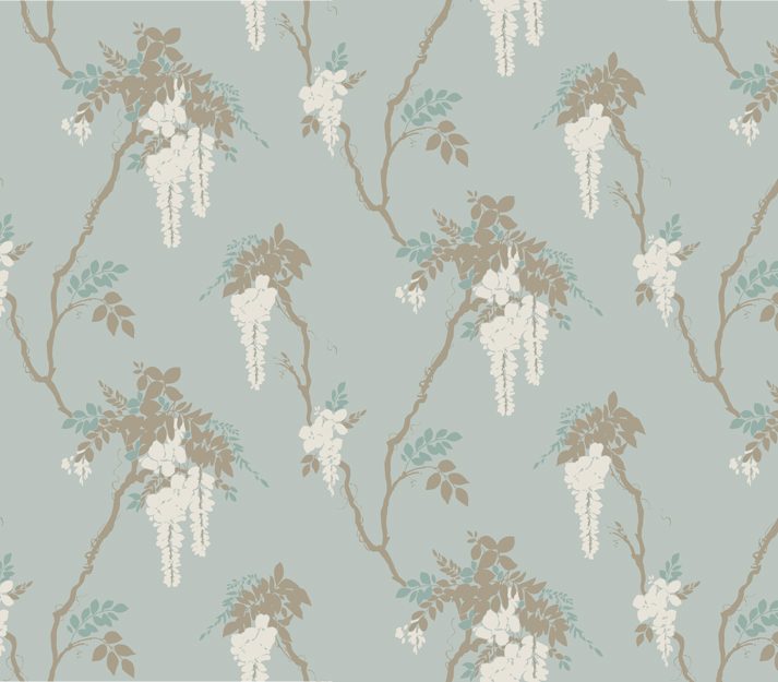 Leonora, Teal Green Luxury Floral, 1838 Wallcoverings, 5.3mp / rola