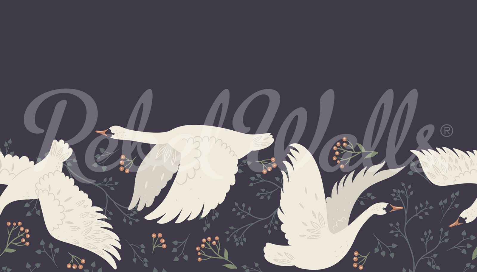 Swan Serenade, Midnight Blue, Rebel Walls