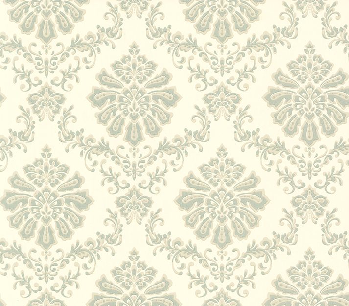Broughton, Seafoam Green Luxury Damask, 1838 Wallcoverings, 5.3mp / rola