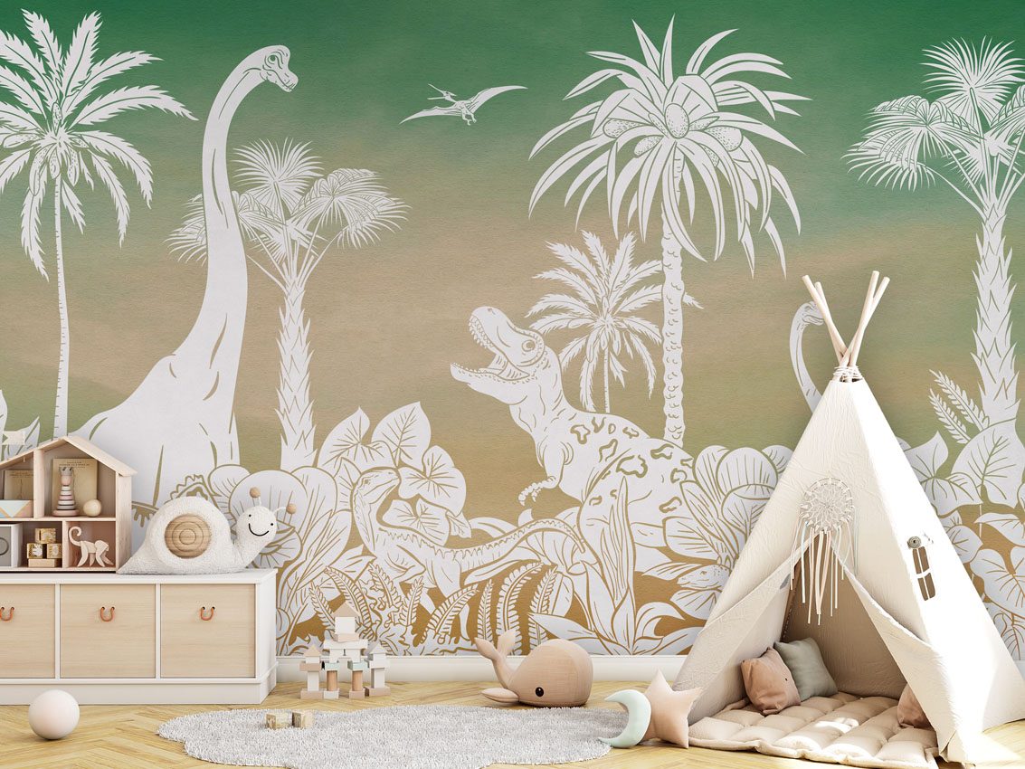 Monochrome Dino - Green Sky, Kikki Belle 5