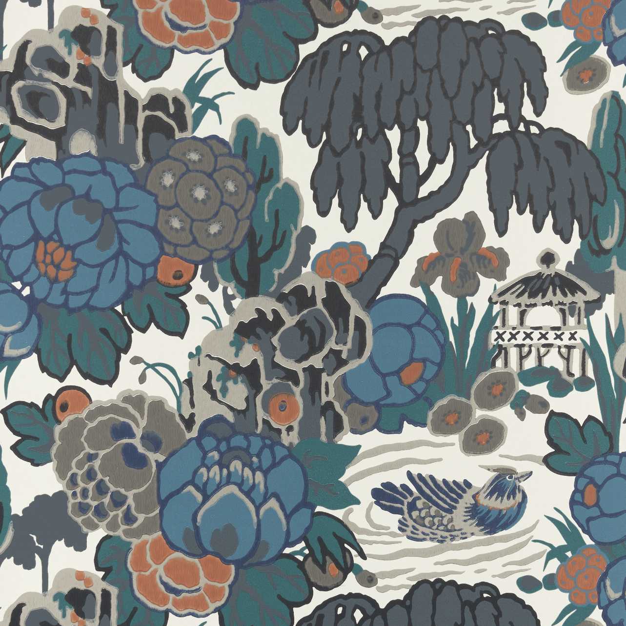 Mandarin Garden, Ink, 1838 Wallcoverings, 5.3mp / rola