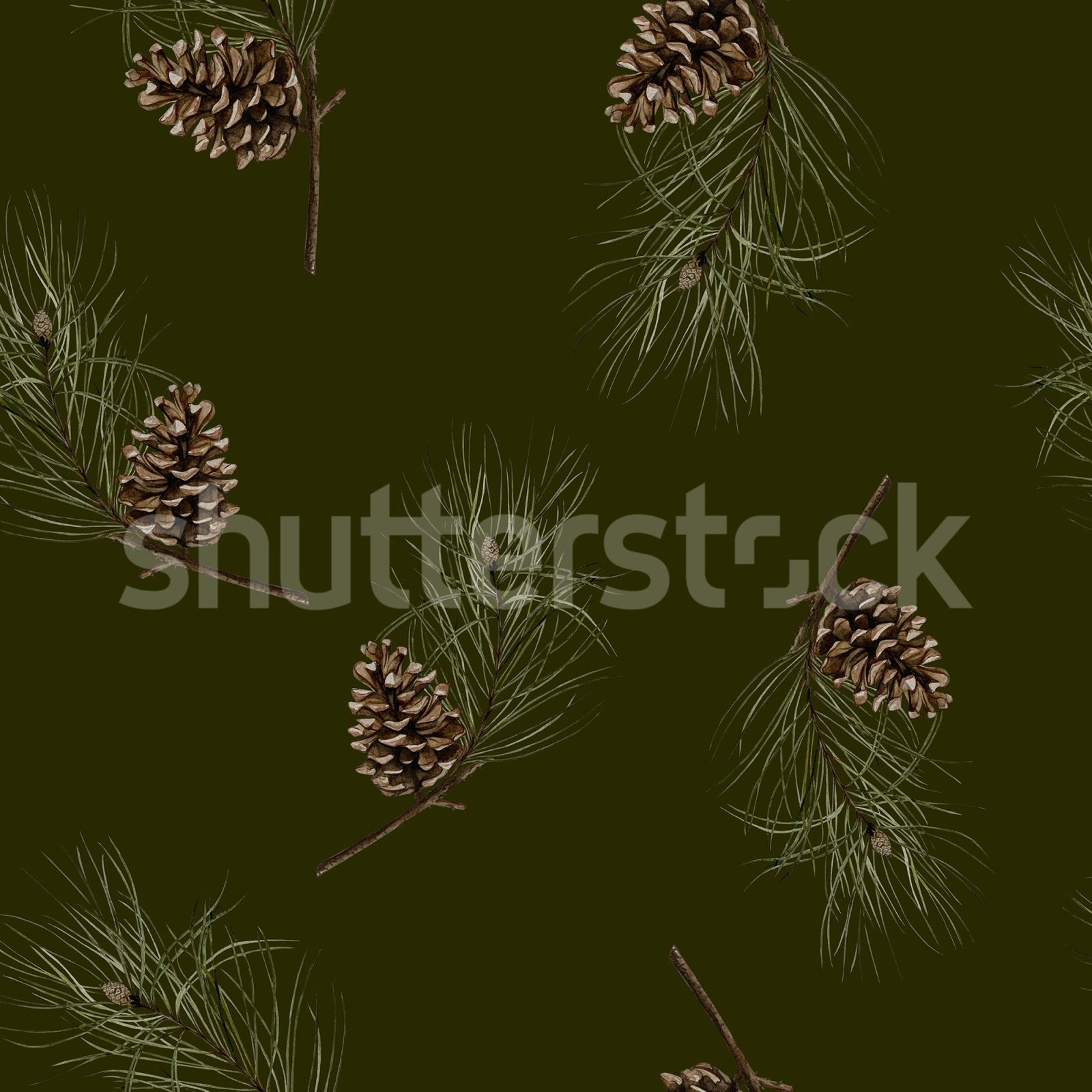 Pine Cones, Dark Green, Rebel Walls