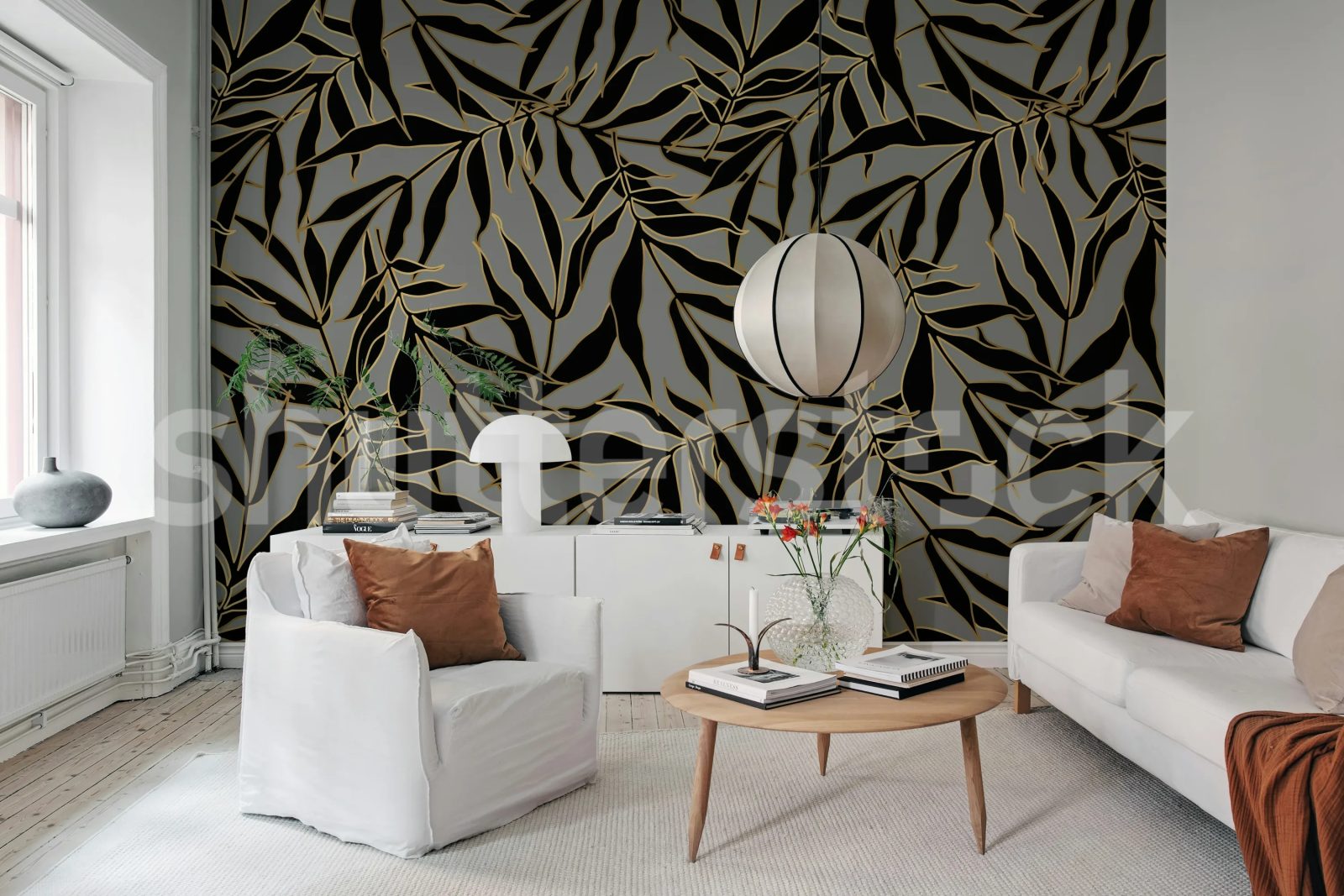 Bold Leaves, Gray, Rebel Walls 2