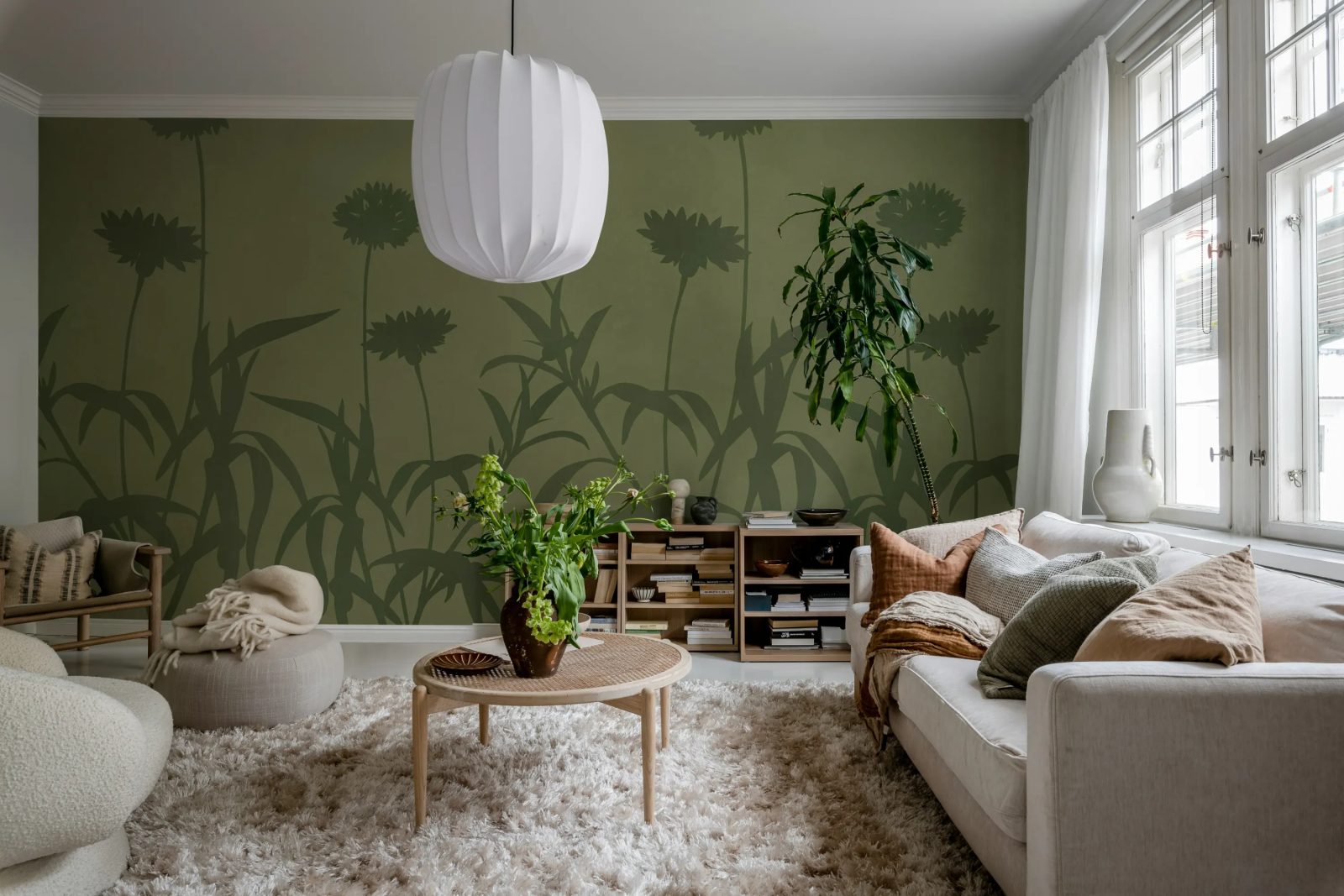 Floral Silhouette, Green, Rebel Walls 3