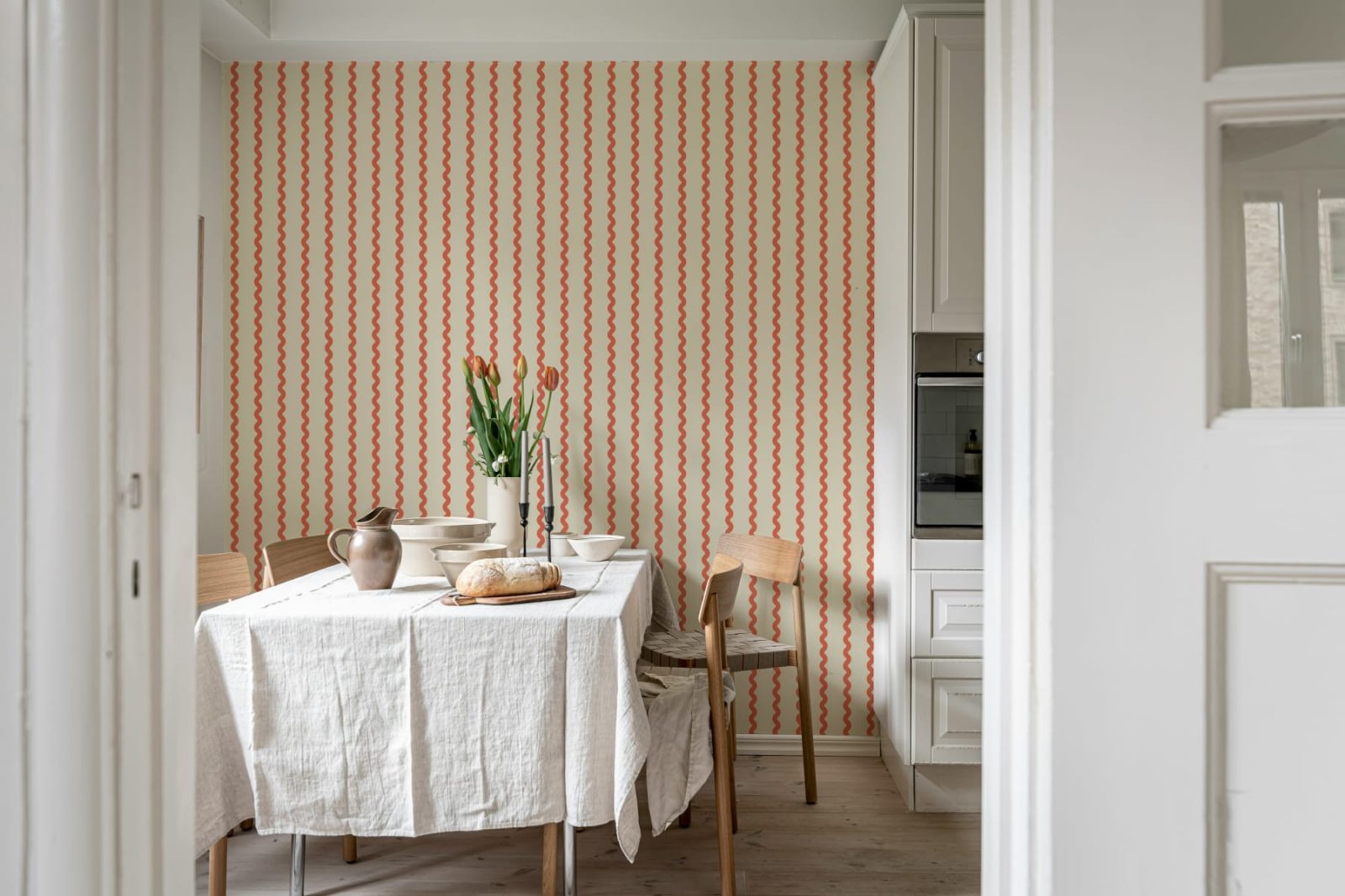 Wobbly Stripe, Red, Rebel Walls 3