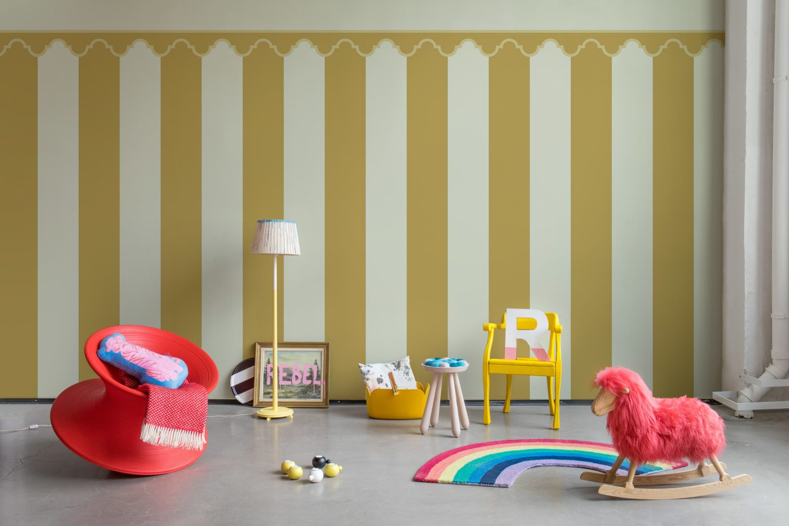 Stripe Chateau, Yellow, Rebel Walls 3