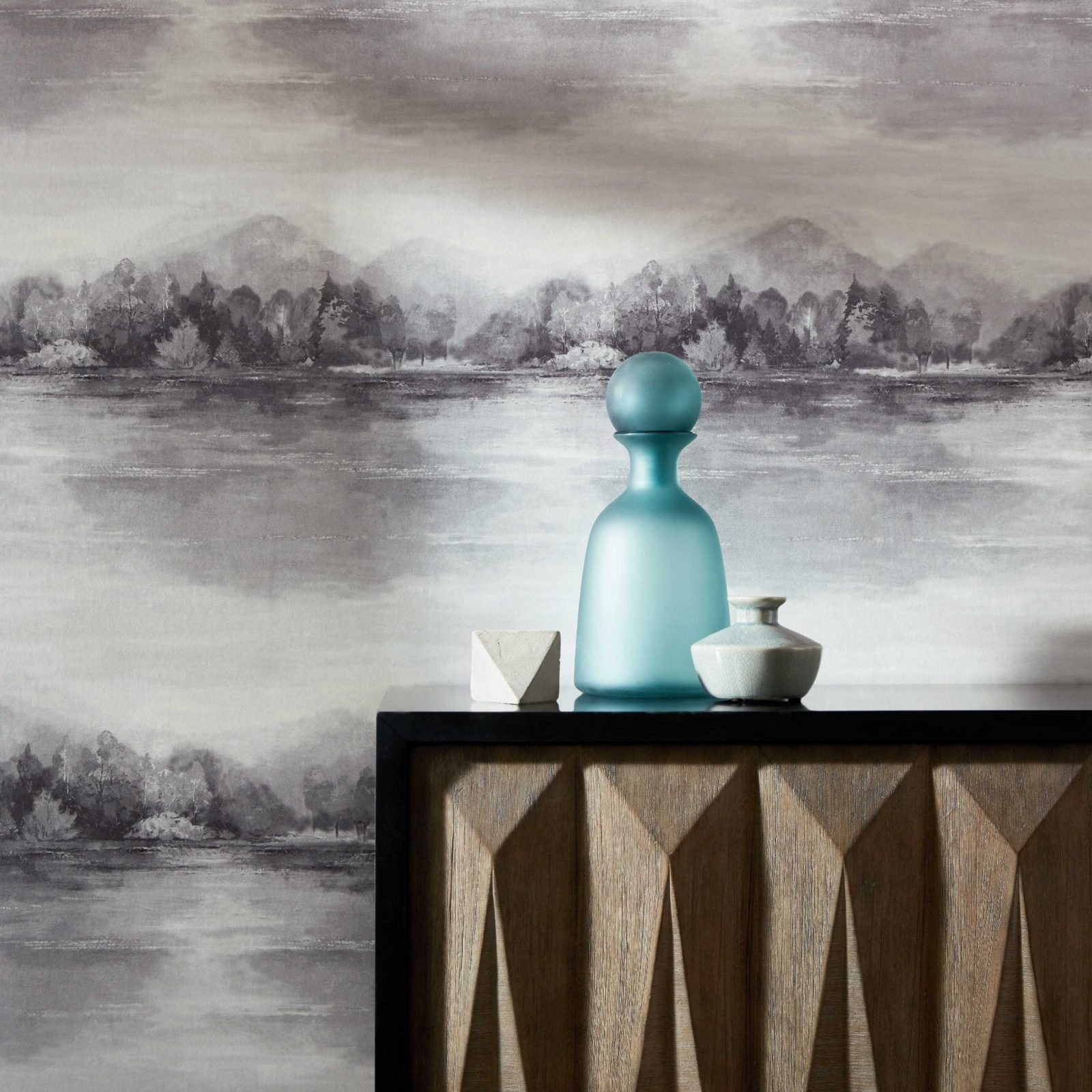 Lakeside, Pewter Grey Luxury Landscape, 1838 Wallcoverings, 5.3mp / rola 2