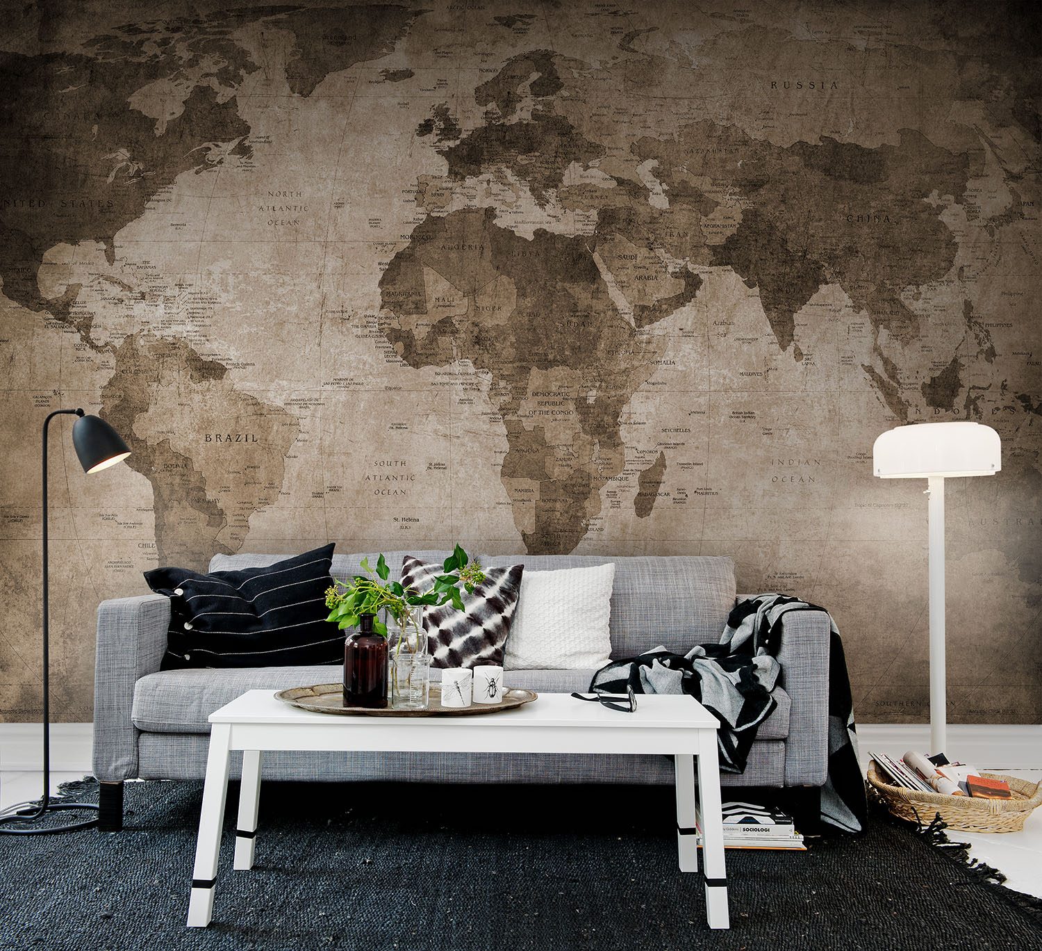 World Map, Brown, Rebel Walls 2