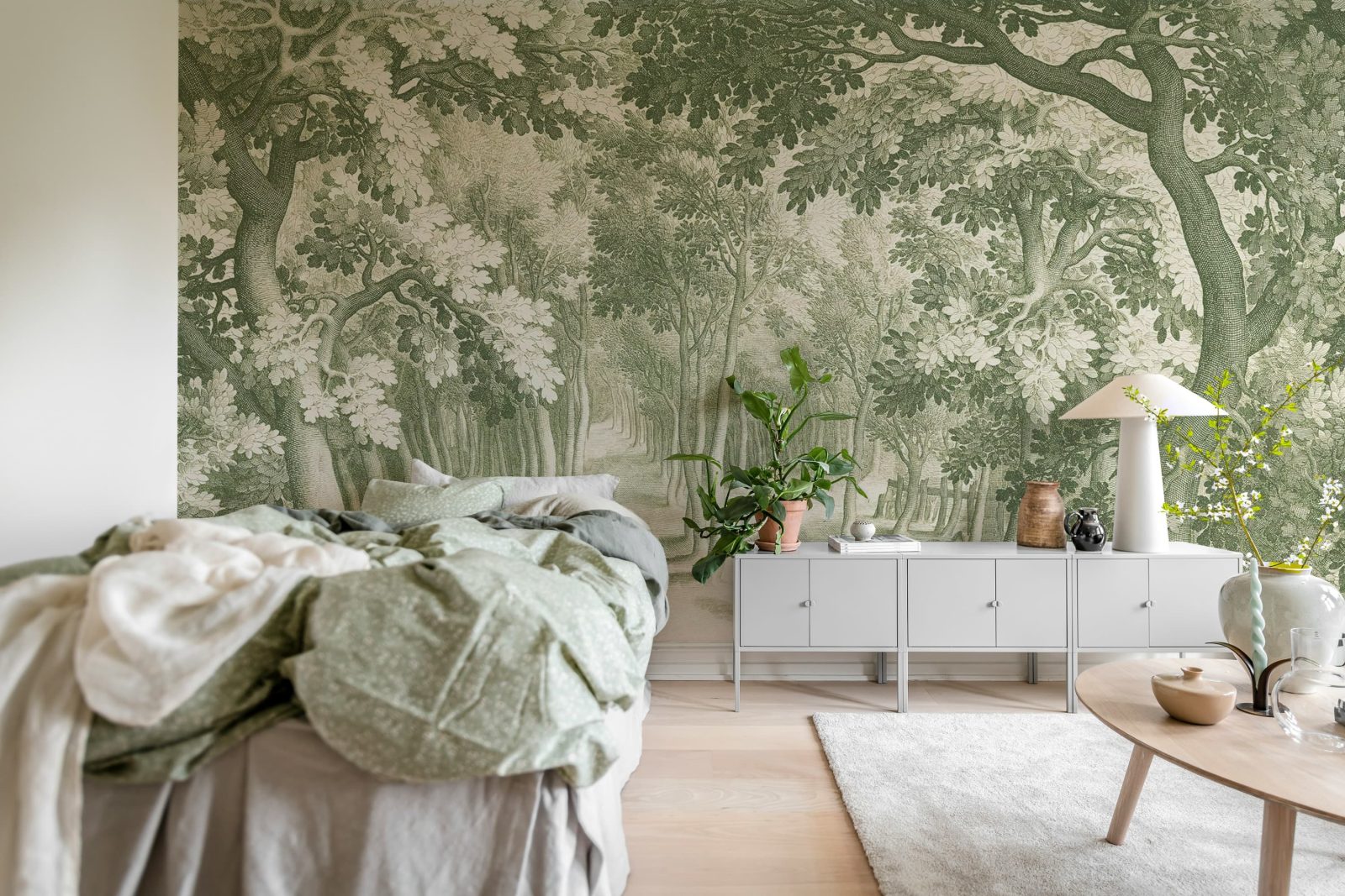 Forest Engraving, Green, Rebel Walls 3