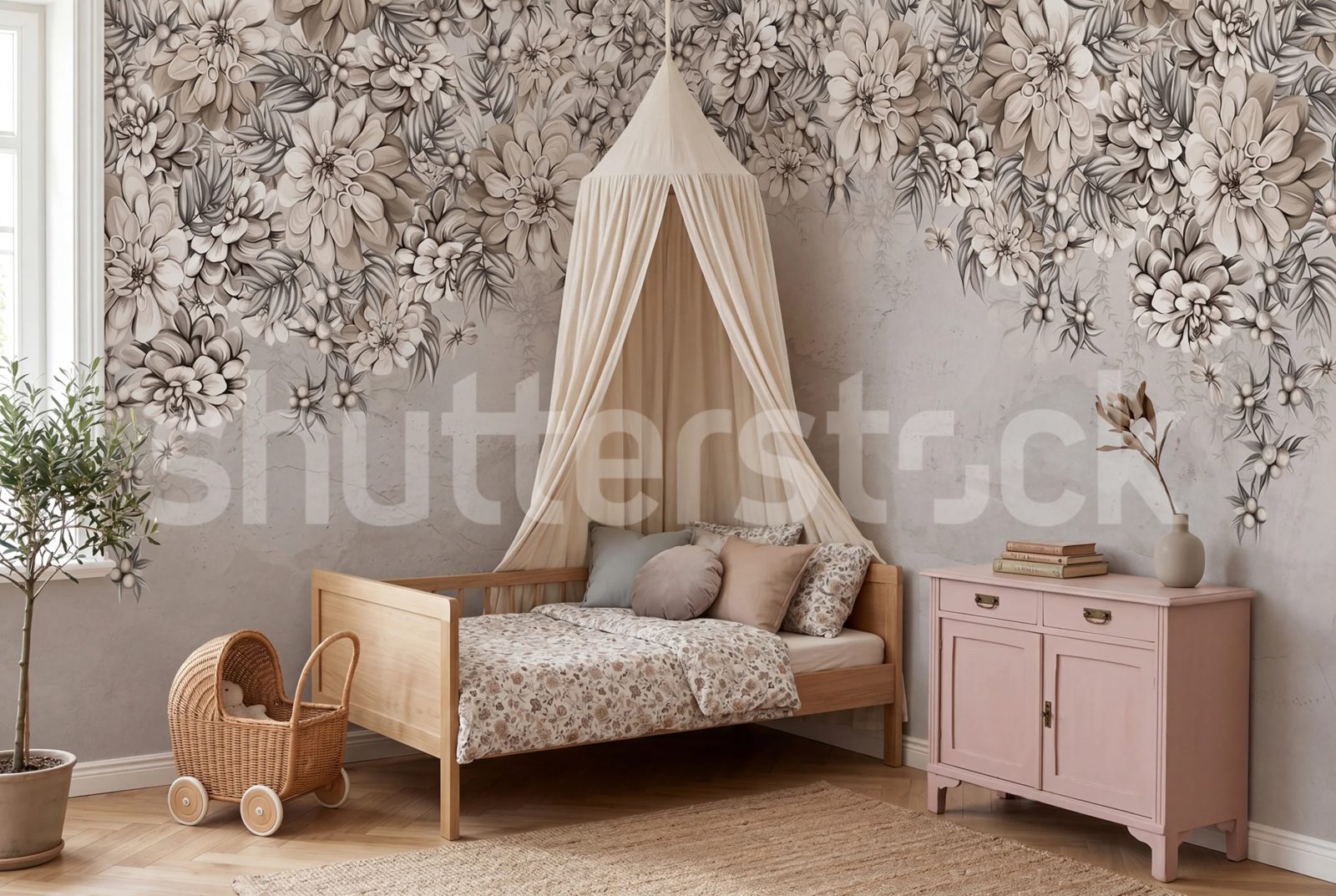 Serene Blossoms, Beige, Rebel Walls 2