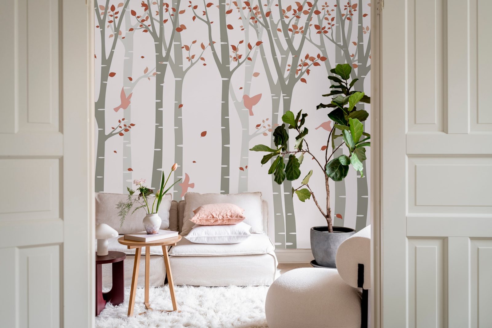 Forest Birds, Pink, Rebel Walls 2