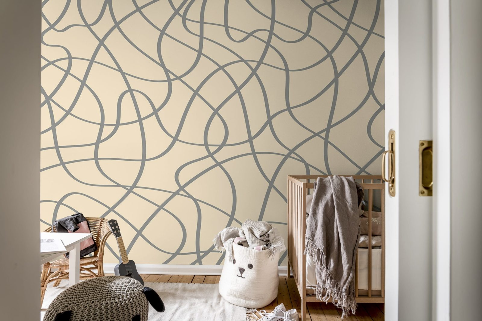 Doodle Lines, Beige, Rebel Walls 3