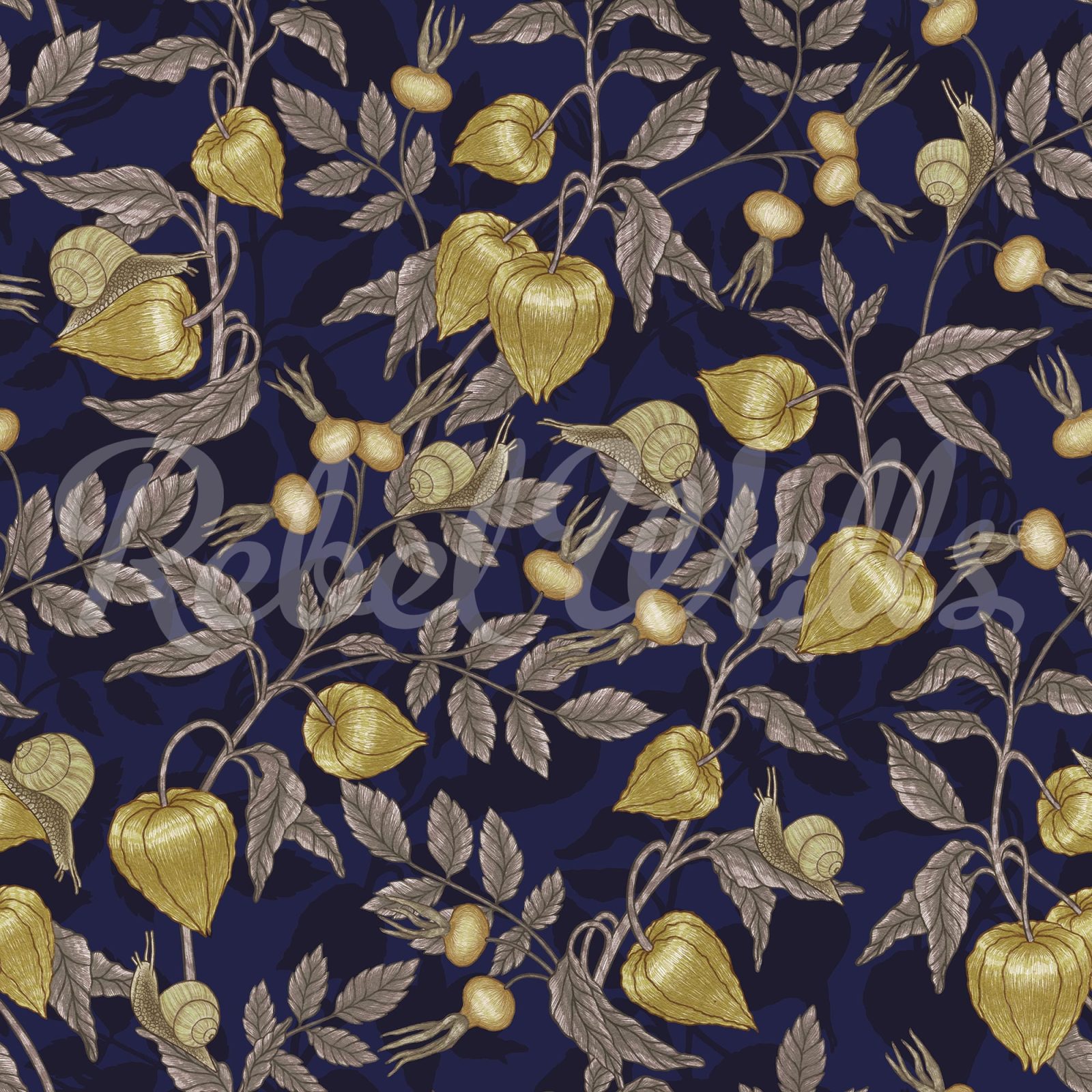 Rose Hip Garden, Blue, Rebel Walls