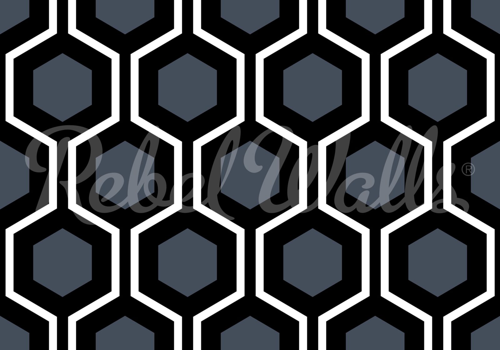 Bold Hexagon, Blue, Rebel Walls