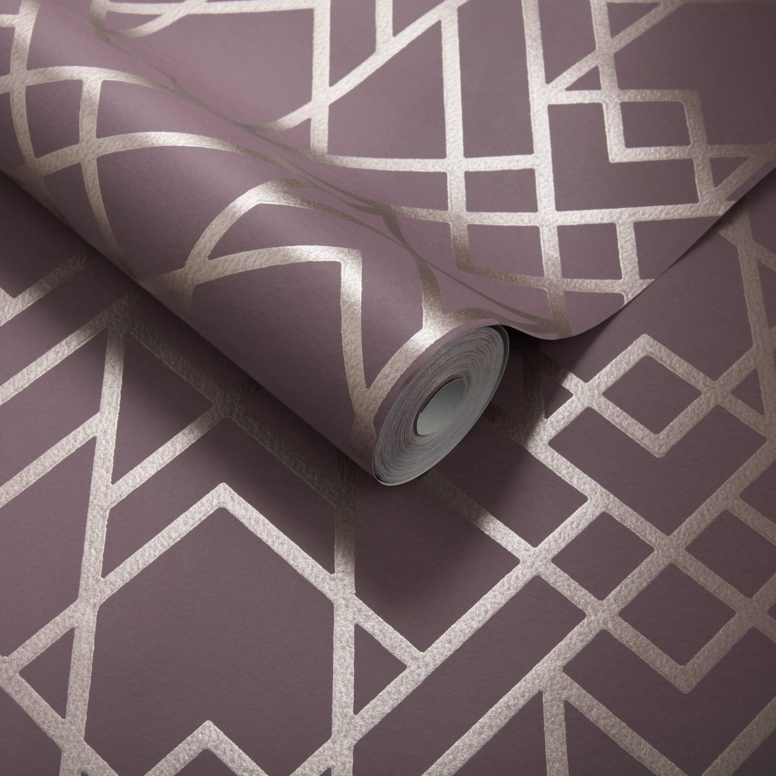 Metro, Cassis Purple Luxury Geometric, 1838 Wallcoverings, 5.3mp / rola 3