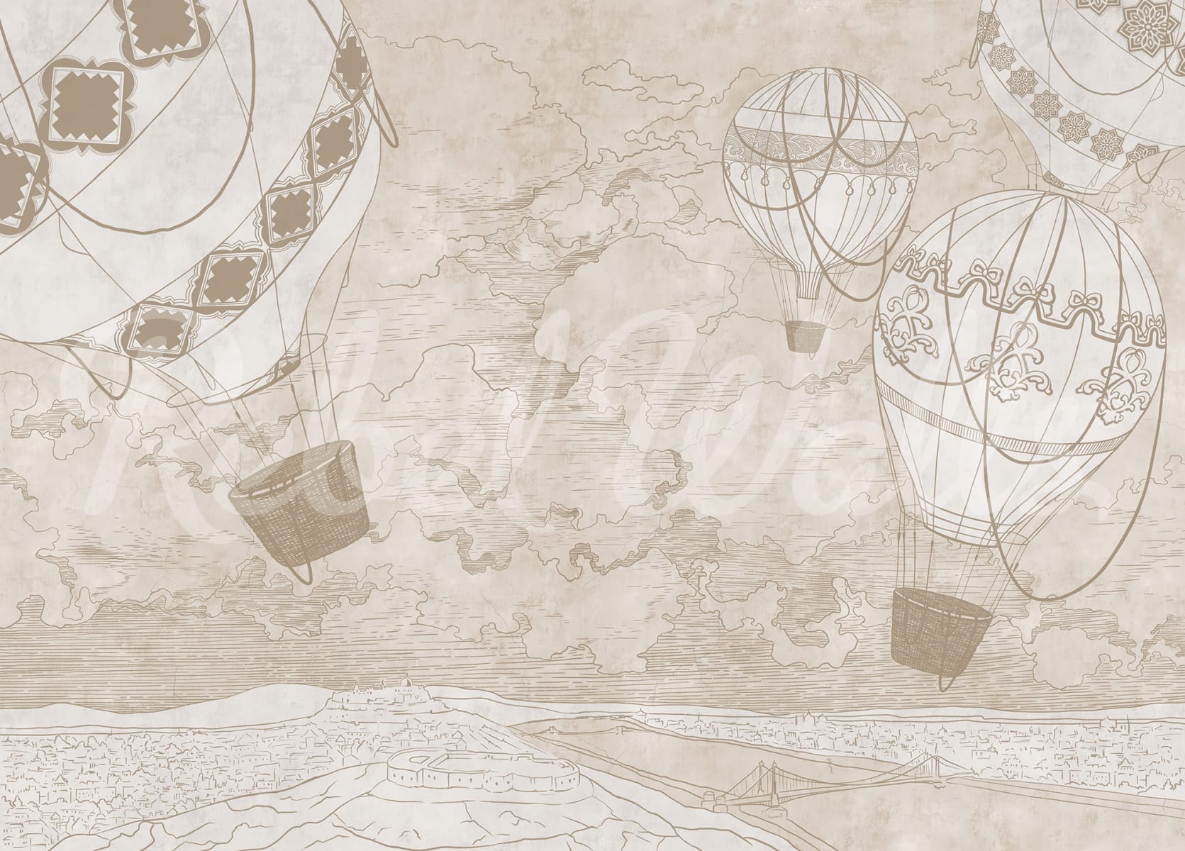 Balloon Travelers, Beige, Rebel Walls