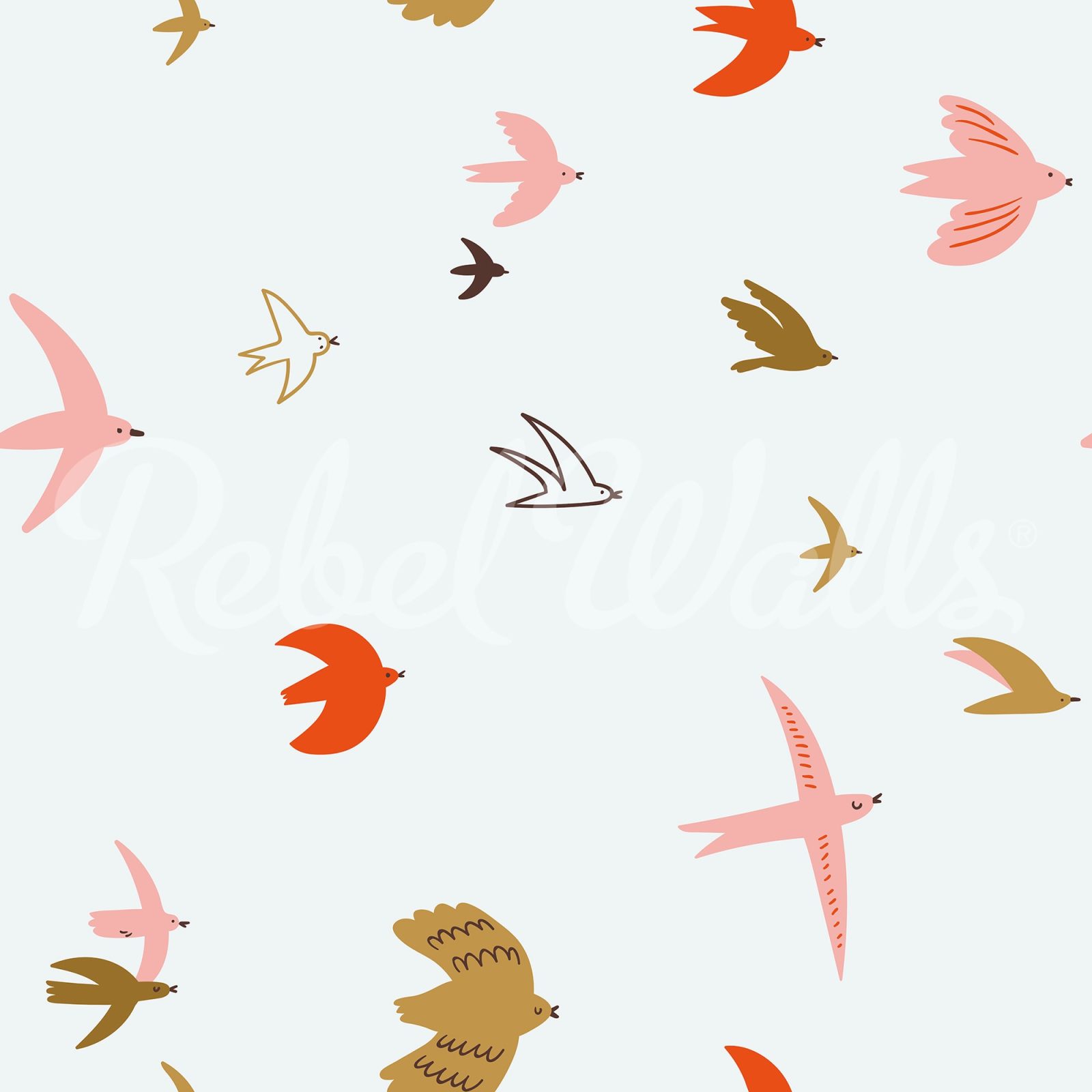 Flying Birds, Light Blue, Rebel Walls