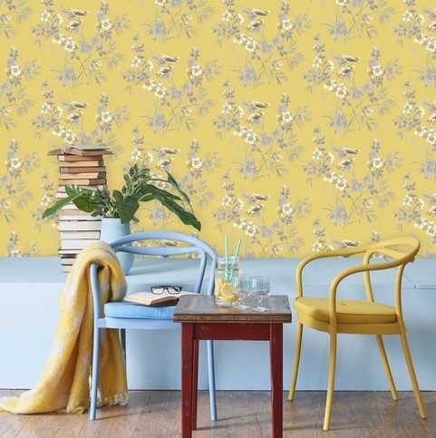 Rosemore, Yellow Luxury Bird, 1838 Wallcoverings, 5.3mp / rola 2