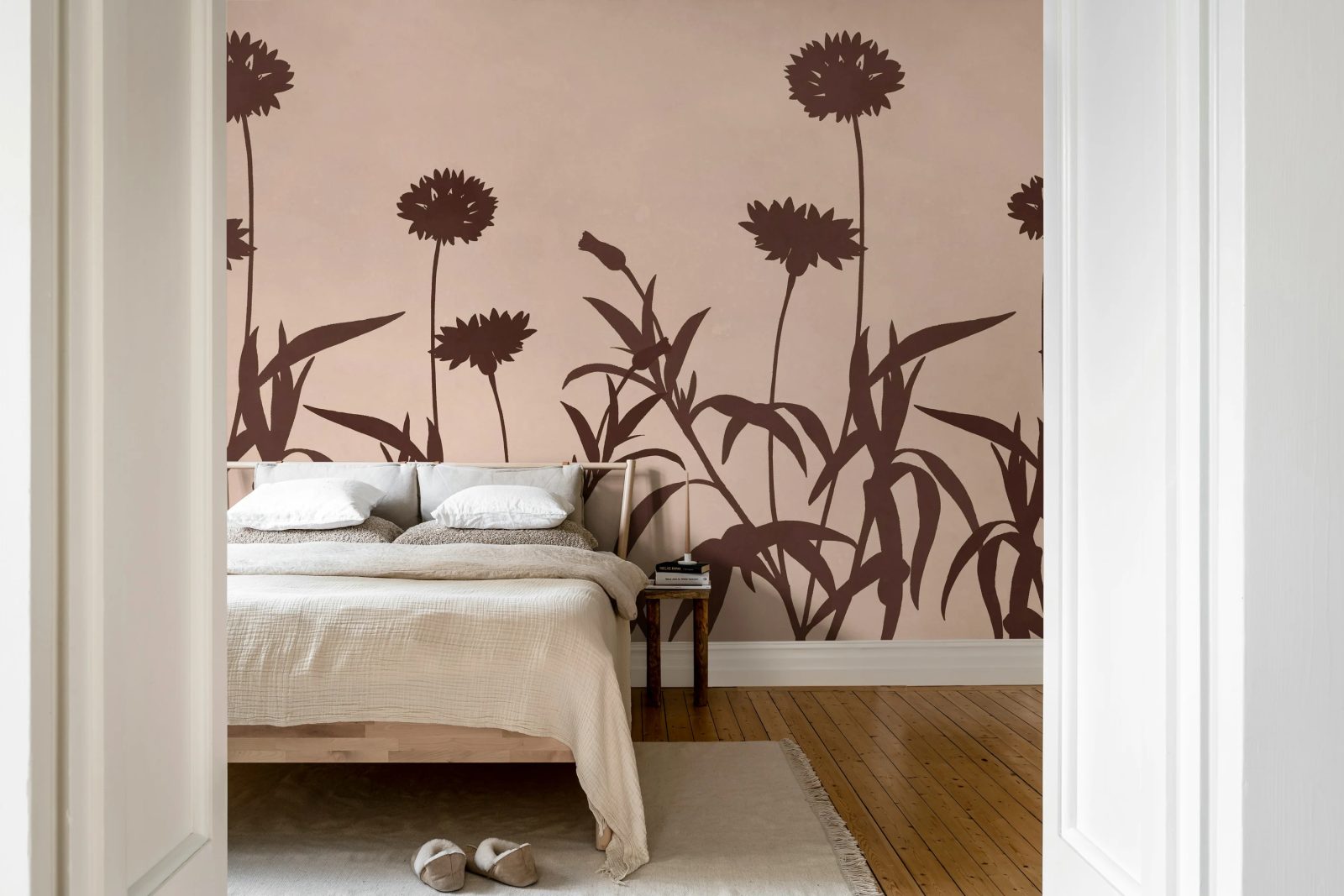 Floral Silhouette, Pink, Rebel Walls 3